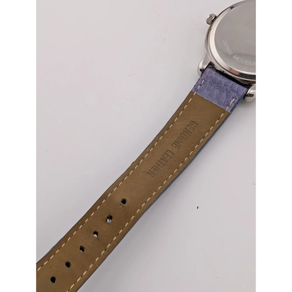 Chico's Women's Watch 34mm Silver Case Purple Leather Band- New Battery